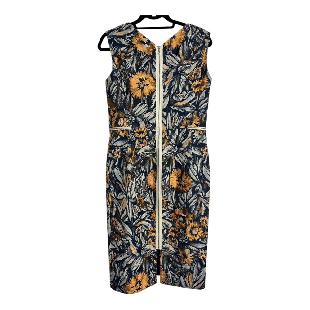 Dennis Morroto Floral Midi Dress in Navy and Gold - Designer - Size 10 - Picture 3 of 5